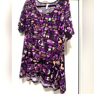 LuLaRoe Stylish Purple and Pink Geometric Disney Perfect T Top